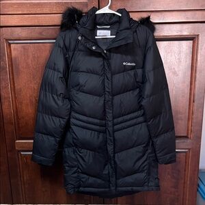 Columbia Black Puffer Jacket with Faux Fur Hood